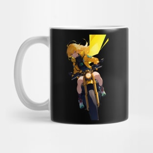 Capture Speed and Style with our Collection of Girl on Motorcycle Printed Items Mug